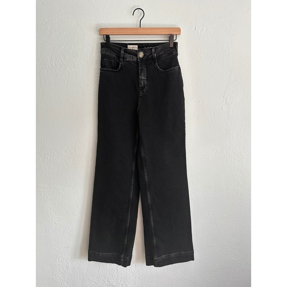 Pilcro and the Letterpress Washed Black High Rise Wide Leg Jeans 24 Tall